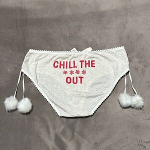 Women's White Intimate Panties with Pom-Pom Details
